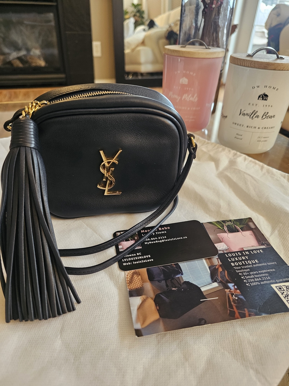Saint Laurent Navy Leather Tassel Camera Bag